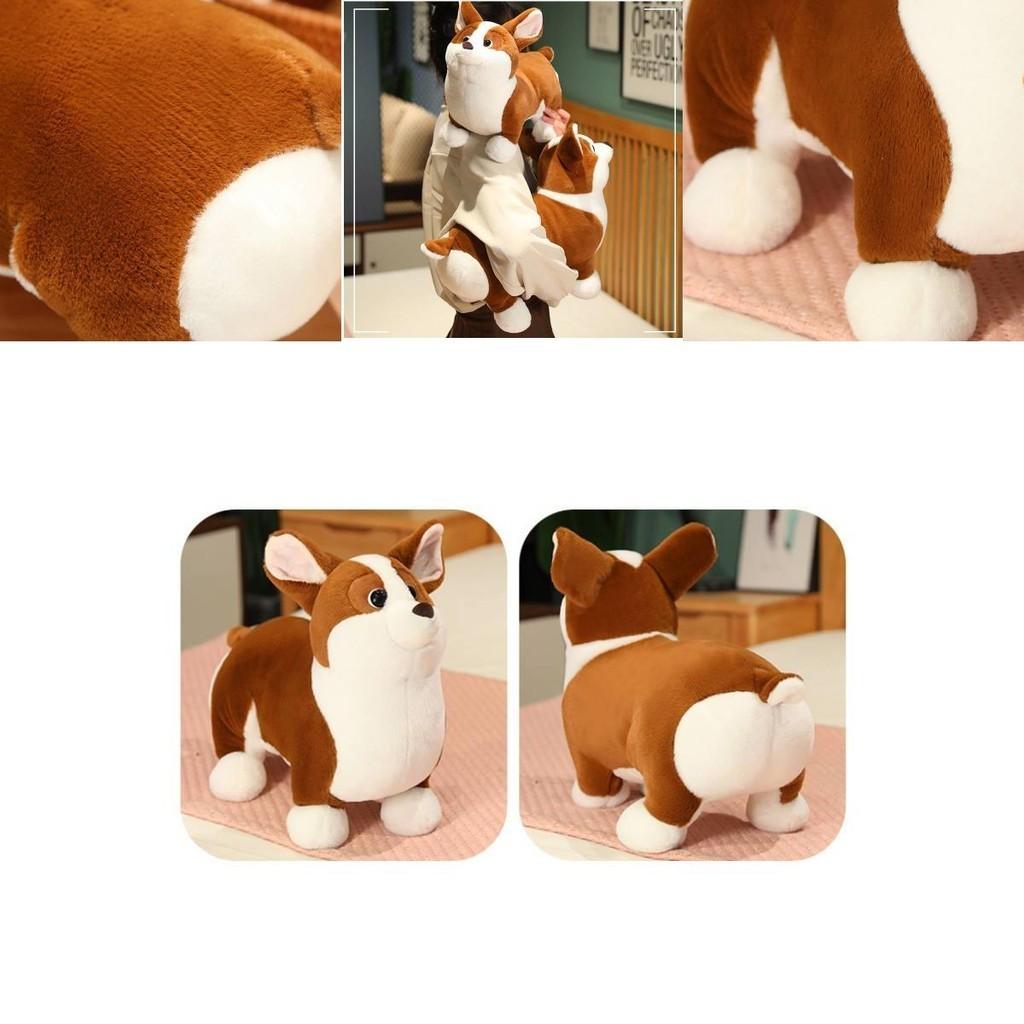 Cute Plush Corgi Dog Toy Soft And Huggable Stuffed Animal For Kids And Pets Brown And White Color 23cm