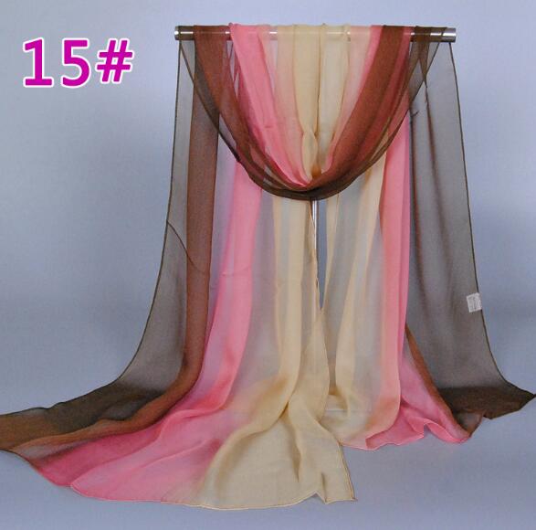 Lady Fashion Voile Girls Scarves Chiffon Scarf Women High Quality Gradual Color Women Silk Scarf  Popular Scarves Wrap shawl