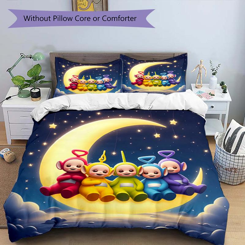 Teletubbies Moonlit Adventure 3‑Piece Bedding Set,Soft Duvet Cover with 34 Pillowcases,Multi‑Scene Home Dorm Use,Ideal Gift for Birthday & Holiday