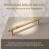 Ribbed Grip Cabinet Pull Handle, Brushed Gold Bar Hardware for Drawer Fronts, Bedside Storage and Cabinet Face