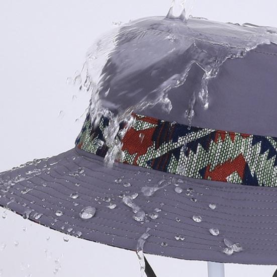 Bucket Hat Extra Large Brim Adjustable Fit Ethnic Style Cowboy Fisherman Hat Windproof Buckle Foldable Outdoor UV Blocking