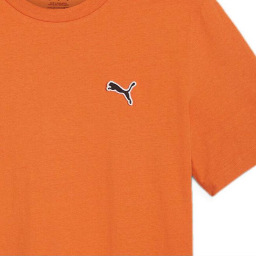 Puma Solid Color Logo Crew Neck Short Sleeve T-Shirt Men Tops Orange 675977-20