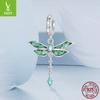 Vintage Green Dragonfly Diy Pendant Accessories, Glamour Lucky S925 Sterling Silver Insect Beaded