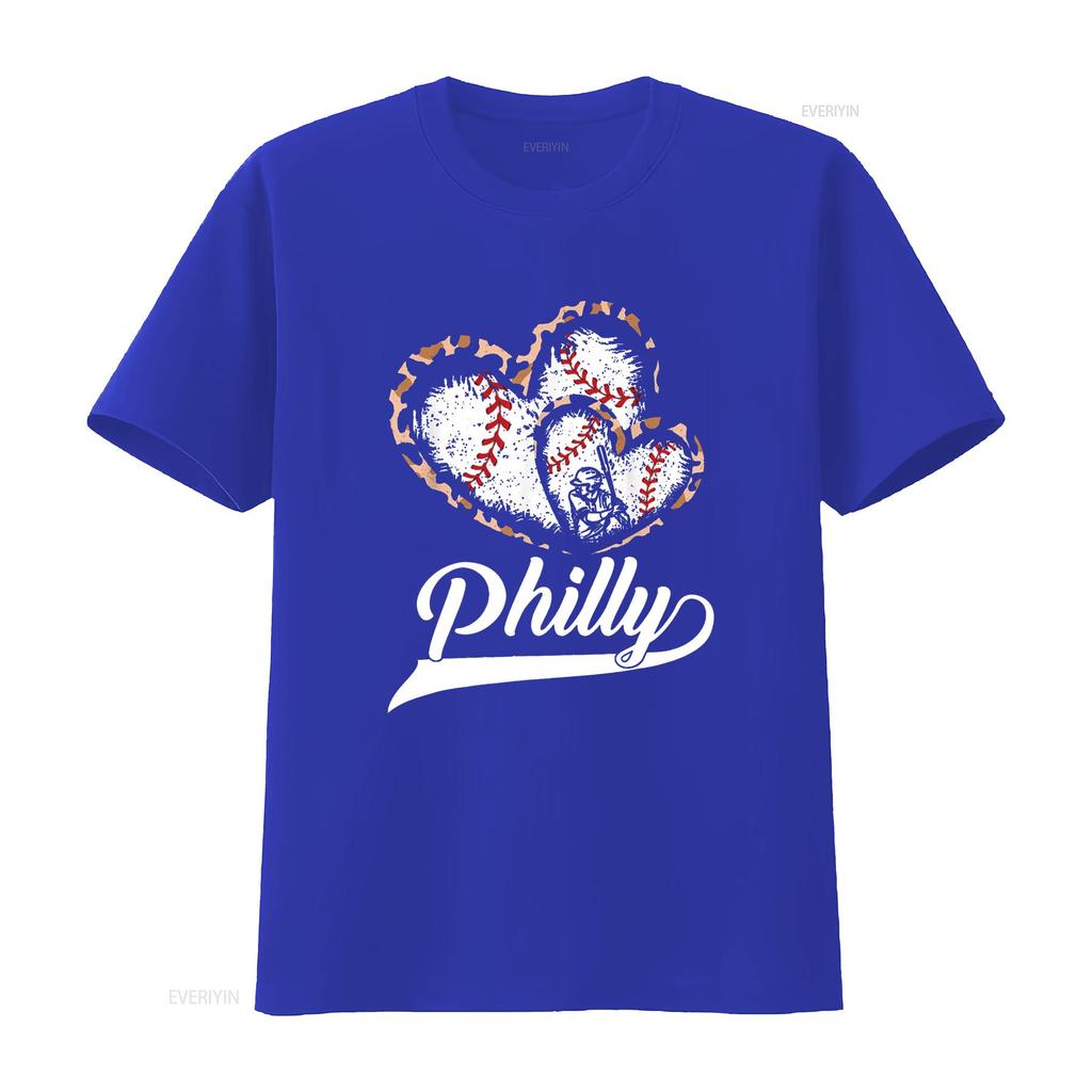 Vintage Philly Baseball Leopard Heart Fans T Shirt Black X Large Vintage Washed Designer Clothes Breathable Stretched Homme