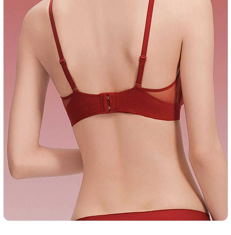 Women's Red Tiger Year Bridal Lingerie Set: Seamless Mesh Push-Up Bra & Panty Gift Box