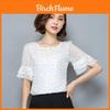 Summer Women Polka Dot Print Short Trumpet Sleeve Tops Stylish Casual Shirt