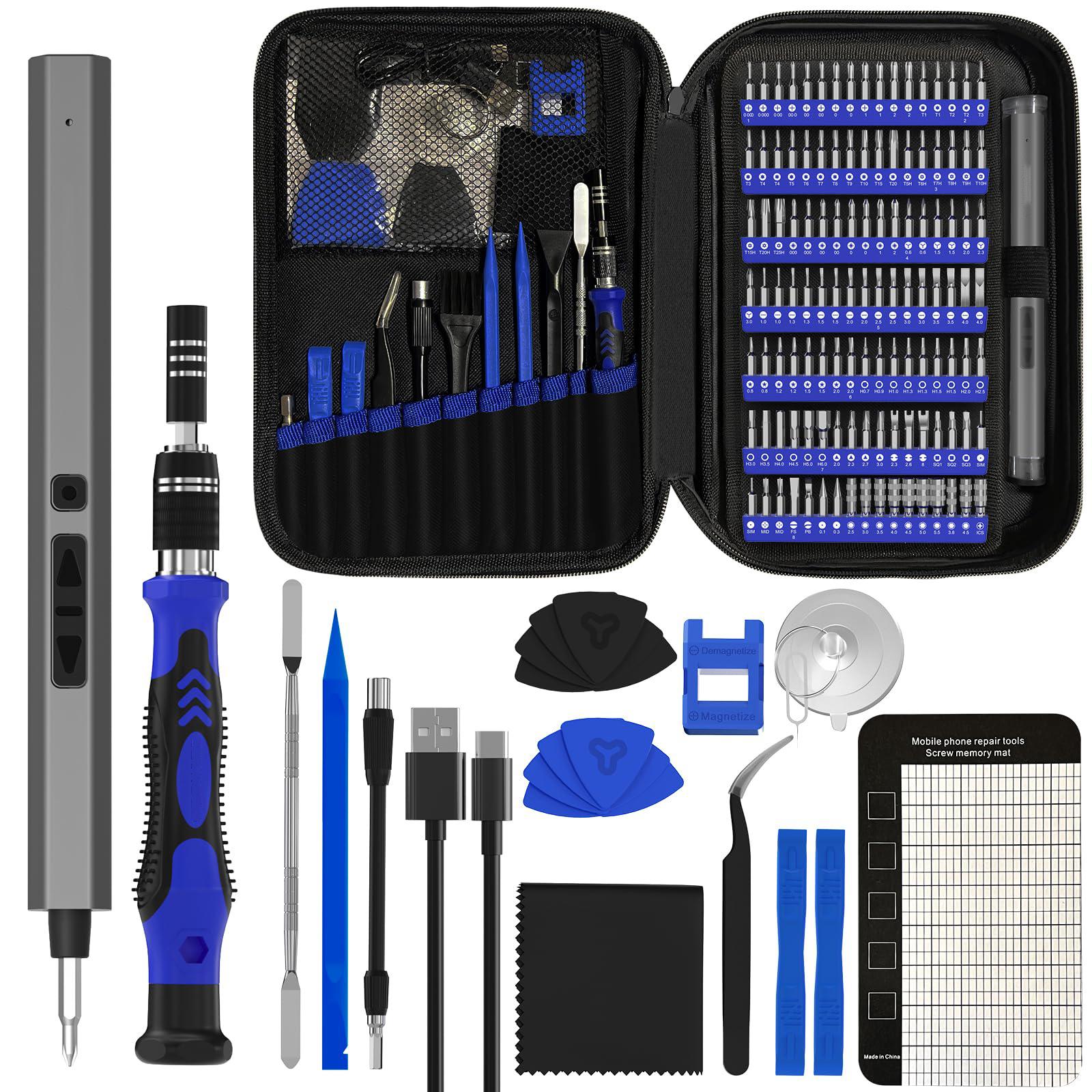 

154 in 1 Precision Electric Screwdriver Set with 120 Magnetic Screw Driver Bits Cordless Type-C Professional Repair Tool Kit 154 in 1