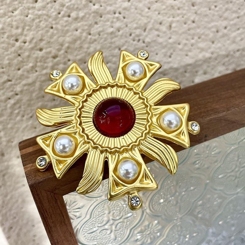 

Барокко ретро стиль придворный стиль жемчужная брошь винтажные средневековые аксессуары булавка изысканный корсаж сейчас красный