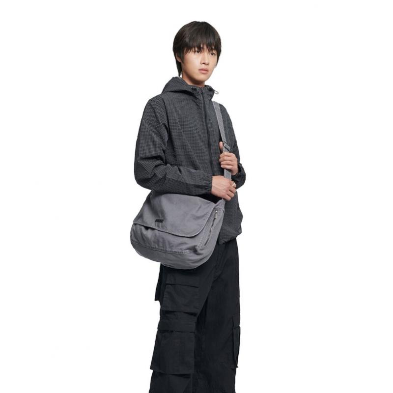 Nomanual Washed Canvas Cross Bag   Washed Gray