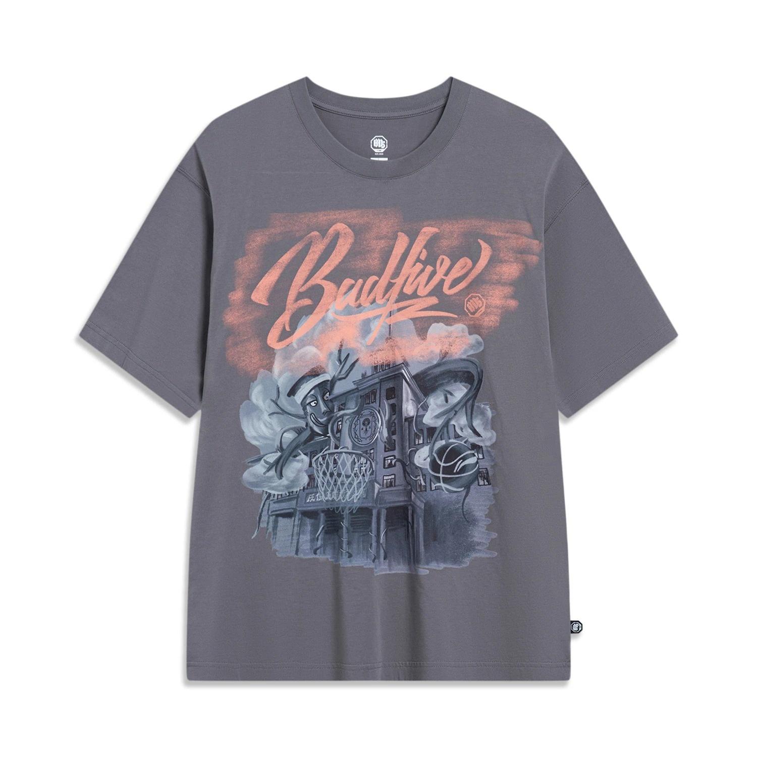 Li-Ning BadFive Cartoon Graphic T-shirt  Smoke Grey  Men s AHST509-8 M