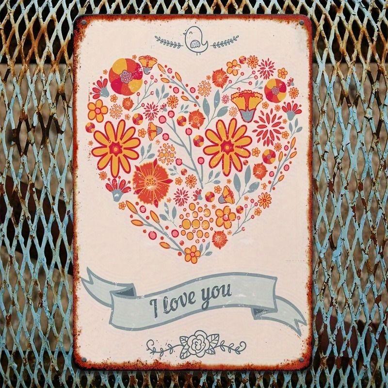 Peinture décorative métallique rétro pour la Saint-Valentin pour chambre à coucher de couples, salon, café, bar, restaurant