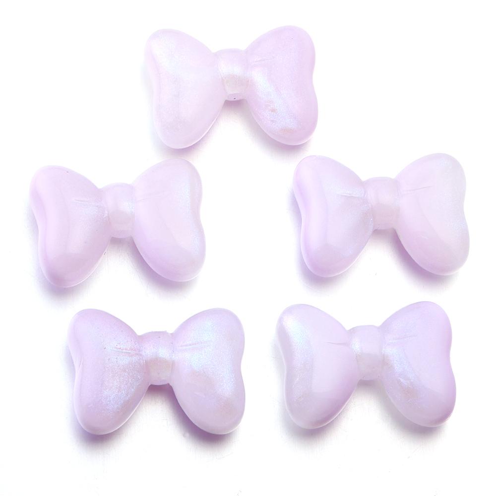 5Pcs Candy Color Bow Acrylic Beads Charms Cute Cream Color Bowknot Loose Beads for Bracelet Necklace Jewelry Making Accessories