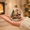 Seasonal Home Decor Christmas Story Ornament, Acrylic Hanging Angel Santa Claus Candy House Designs, Ball Shape Festive Decoration for Tree