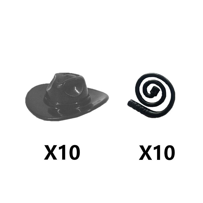 MOC Armes Médiévales Accessoire Briques Soldat Figurine Chapeau de Cow-boy Fusil de Chasse Arbalète Lance Armure Casque Masque Brique Jouet