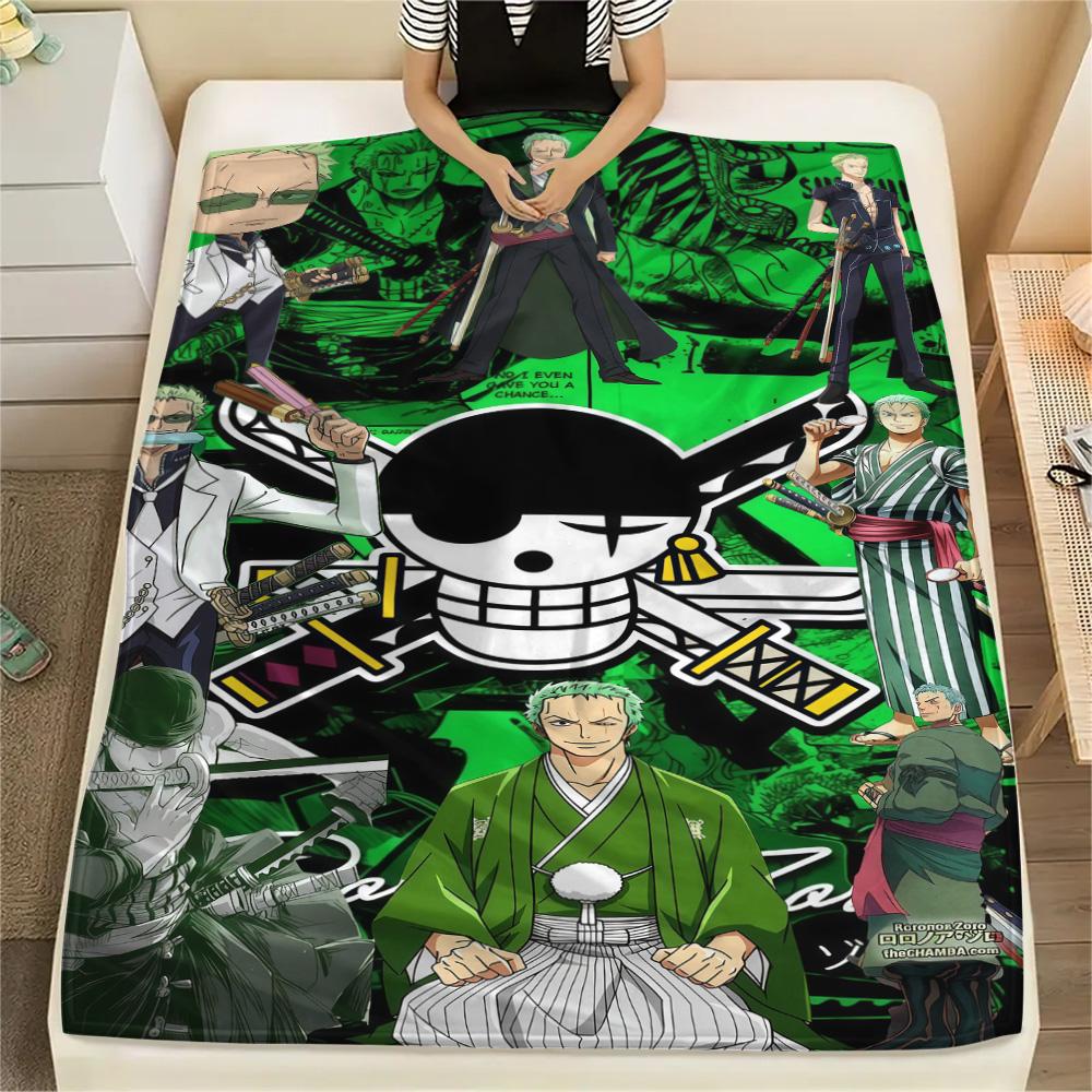 1PC Roronoa Zoro Patterned Flannel Blanket Suitable For All Seasons For Home Decor Warmth And Comfort Gifts Holiday Present