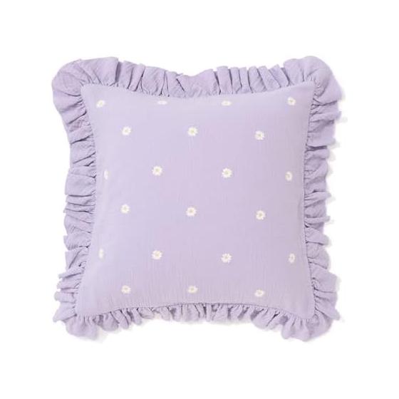 Francfranc EMB Flower Frill Cushion Cover 4545cm Purple (B-006)