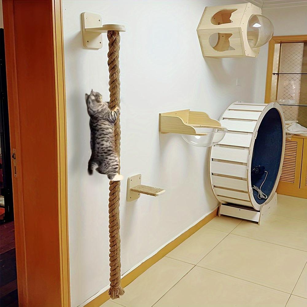 140cm Sisal Rope Cat Climber Tree Wall Mounted Scratching Post Interactive Play Toys Jungle Gym for Indoor Cats Pet Furniture