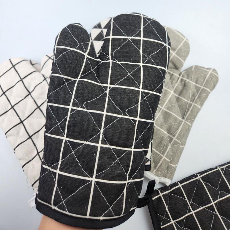 Fabric Modern Oven Gloves 2P Kitchen Gloves Pot Mitts White check