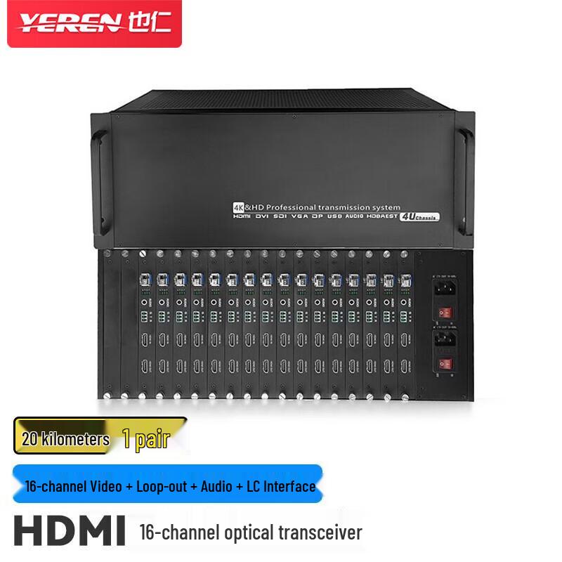 

Yeren 16-Channel HDMI Fiber Optic Extender with Loop-out and Audio
