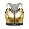 Dames Punk Stijl Crop Tanktop Metaalachtig Glanzend Doorzichtig Mesh Patchwork Verstelbare Bandjes Rits aan de Voorkant Cutout Vest