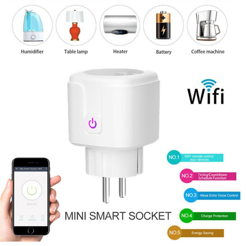 WiFi EU Smart Plug 16A 220V Adapter Wireless Remote Voice Control Power Monitor Timer Socket for Google Home Alexa