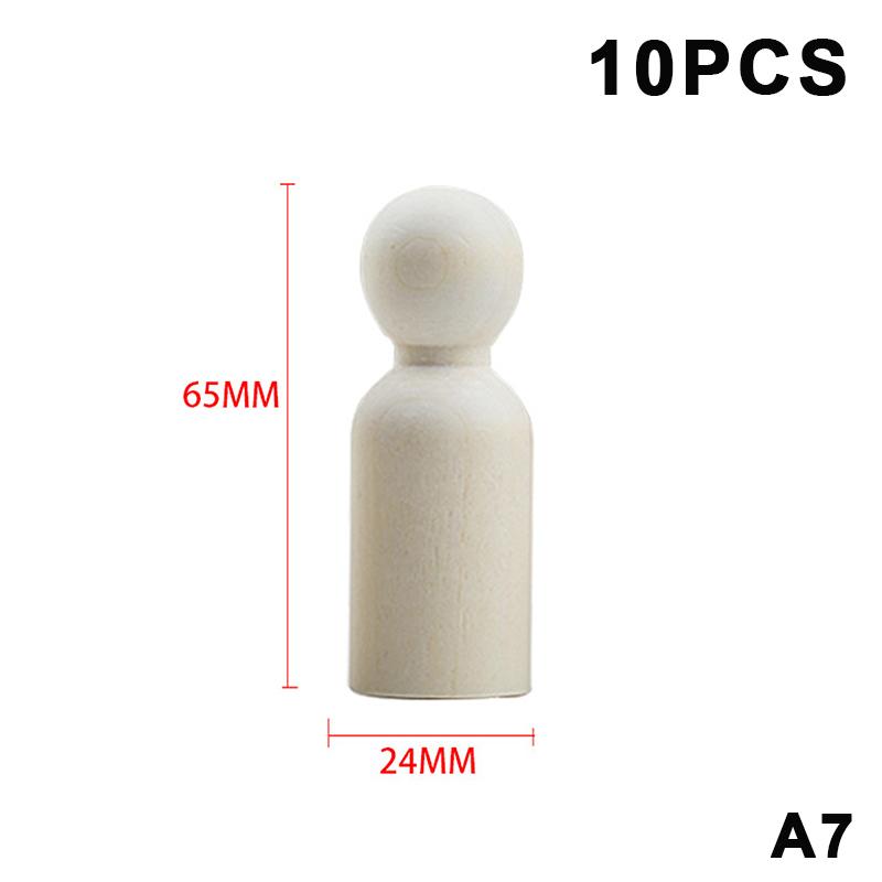 10Pcs Unfinished Wooden Figures Suitable Natural Color Unfinished Wood Peg Dolls Women Men Wooden Peg Dolls Diy Paintable Home