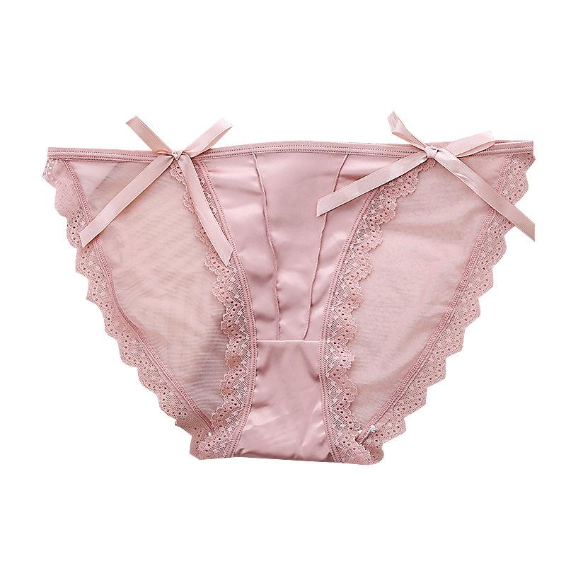 Ladies Sweet Lace Pure Desire Mesh Bow Briefs Panties