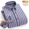 New Plus Size Velvet-Lined Men's Pure Cotton Plaid Shirt - Warm, Thickened for Autumn/Winter Cold Protection