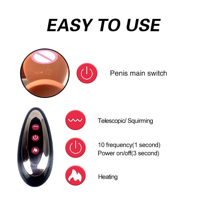 Wireless Remote Telescopic Dildo Vibrator Layer Silicone Big Penis Heating Realistic Dildo G Spot Massage Sex Toy for Women