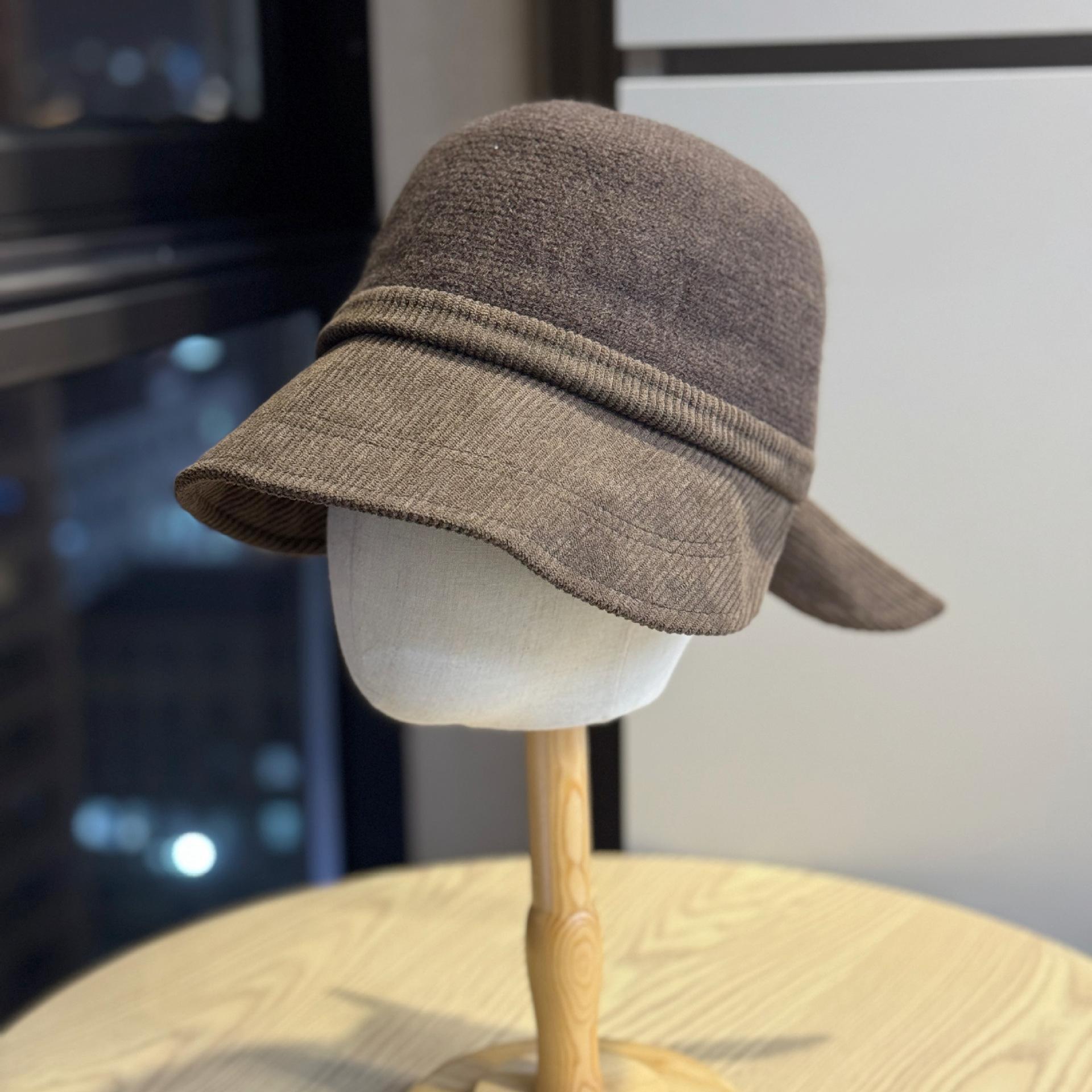 

New women s hats for autumn and winter, stylish and versatile, Korean-style woolen fisherman hats, fashionable Japanese-style knitted bucket hats for Adult54-60Average Size коричневий