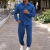 Set Giacca Casual da Uomo a Due Tasche con Pantaloni con Risvolto, Tuta Abbinata per l'Outdoor