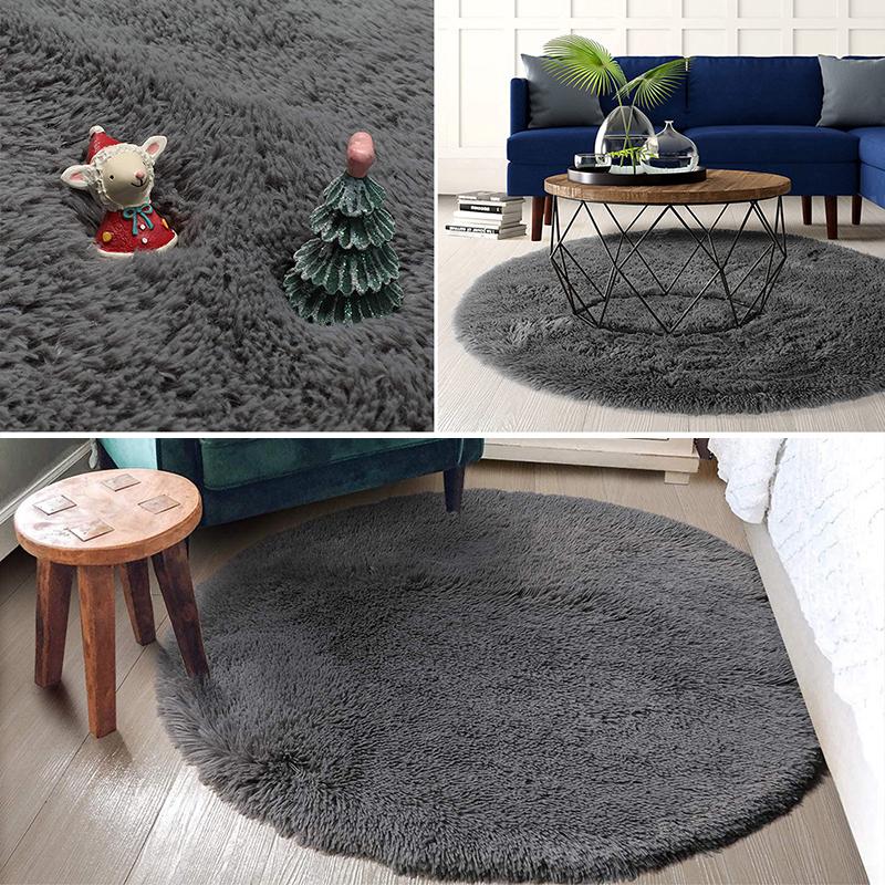 Pink Round Carpet Fluffy Soft Area Floor Mat Children Girls Room Princess Castle Plush Carpet Living Room Home Decor