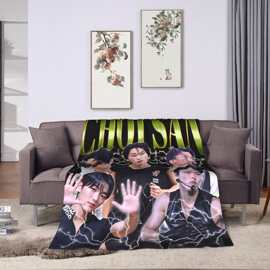 ATEEZ Choi San Deku Kvalitní Super Měkká Přehozová Deka Jarní Cestování Venkovní Vtipné Povlak na Postel