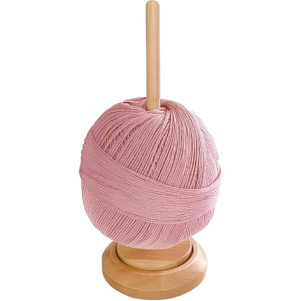 Wooden Yarn Holder Stand, Natural Wood Yarn Holder, Smooth Rotating Knitting Ball Dispenser, Portable Single Spindle Crochet Accessory for Crafters,