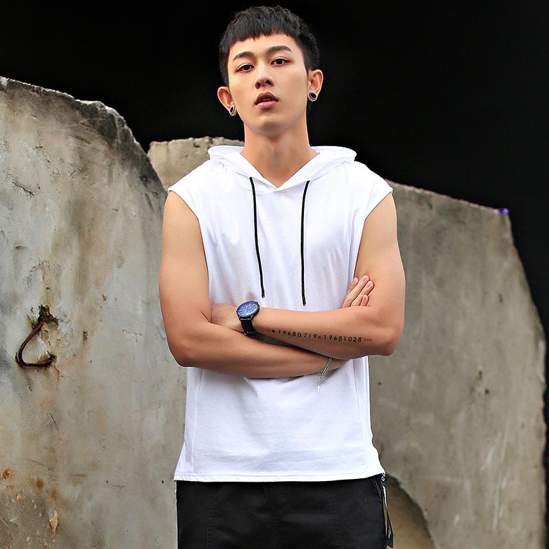 4 Colors Men s Tank Tops Vest Sleeveless Tees Hooded Man Vests Tops Hip Hop Men Outdoor Casual Men s and Women s Tank Top T Shirt S
