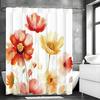Akwarelowa Zasłona Prysznicowa w Kwiaty, Dekoracyjna Zasłona Prysznicowa do Łazienki, Wodoodporna Zasłona Prysznicowa z Haczykami