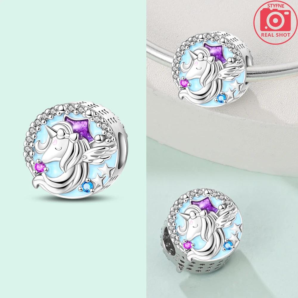 Kupfer Charm Anhänger Anhänger Authentisch Rosa Zirkon Blaue Wolke Herz Schöne Farben Anhänger Kompatibel Mit Armbändern Schmuck Damen Geschenk Herstellung Diy