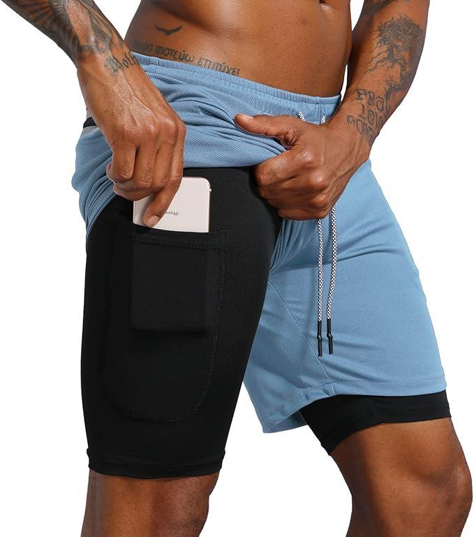 Men's Trendy Quick-Drying Breathable Sports Shorts - Double Layer Fitness Summer Wear