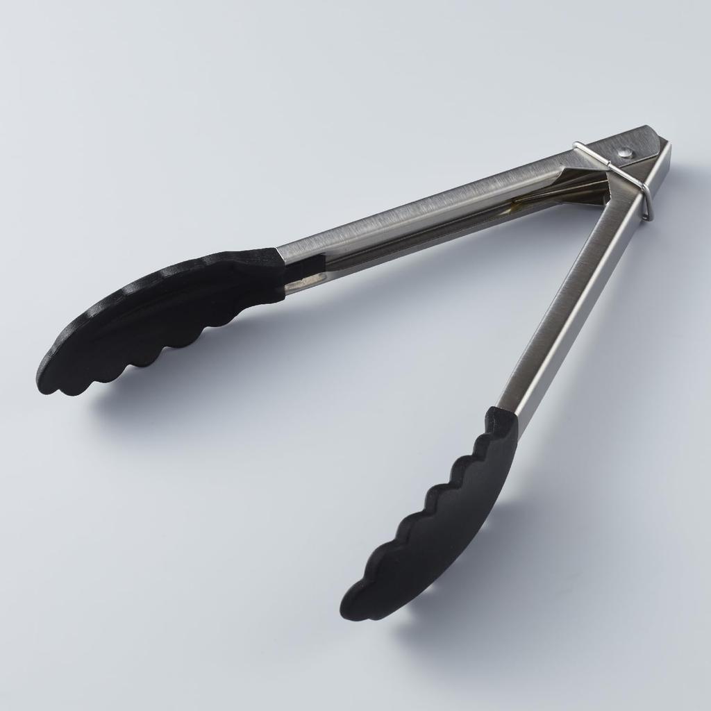 Kai Corporation KAI Kitchen Silicone Cooking with Dishwasher Made In DH8084 Tongs, 24cm, Stopper, Safe, Silver, Japan,