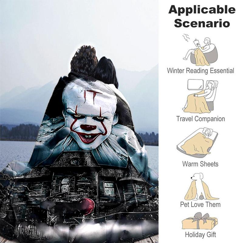 1pc Blanket Pennywise the Dancing Clown Print Design, Lightweight Blanket for Sofa, Bed- Soft &Warm, Gift for All Seasons Like Christmas, Halloween