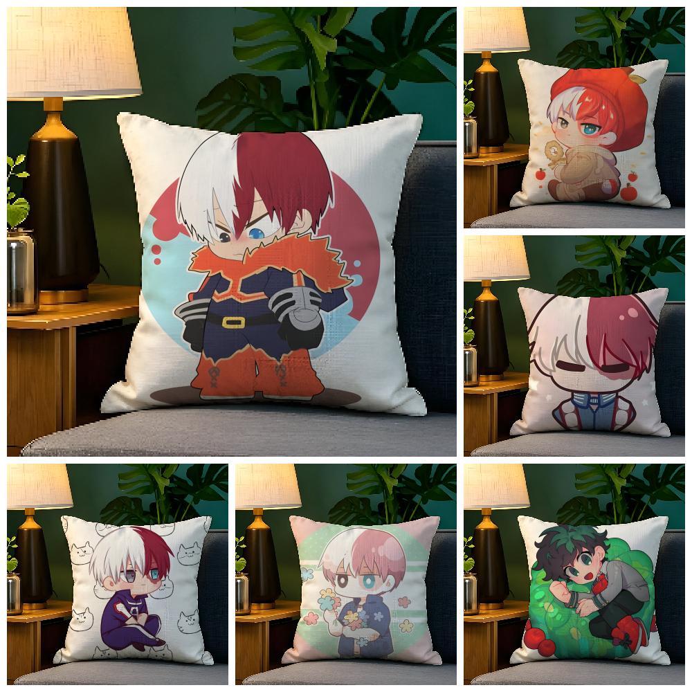 Cartoon C-Chibi Todoroki Kawaii Shoto 1 Natural Linen Organic Fabric Double-Sided Printing Sofa Home Decor Gift Pillow Case
