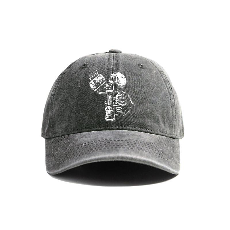 Distresseded Hats Cap Men Vintage Outdoor Use Summer Adjustable Fun Drunk Baseball Caps Washed Hat Drunk Skull Cap