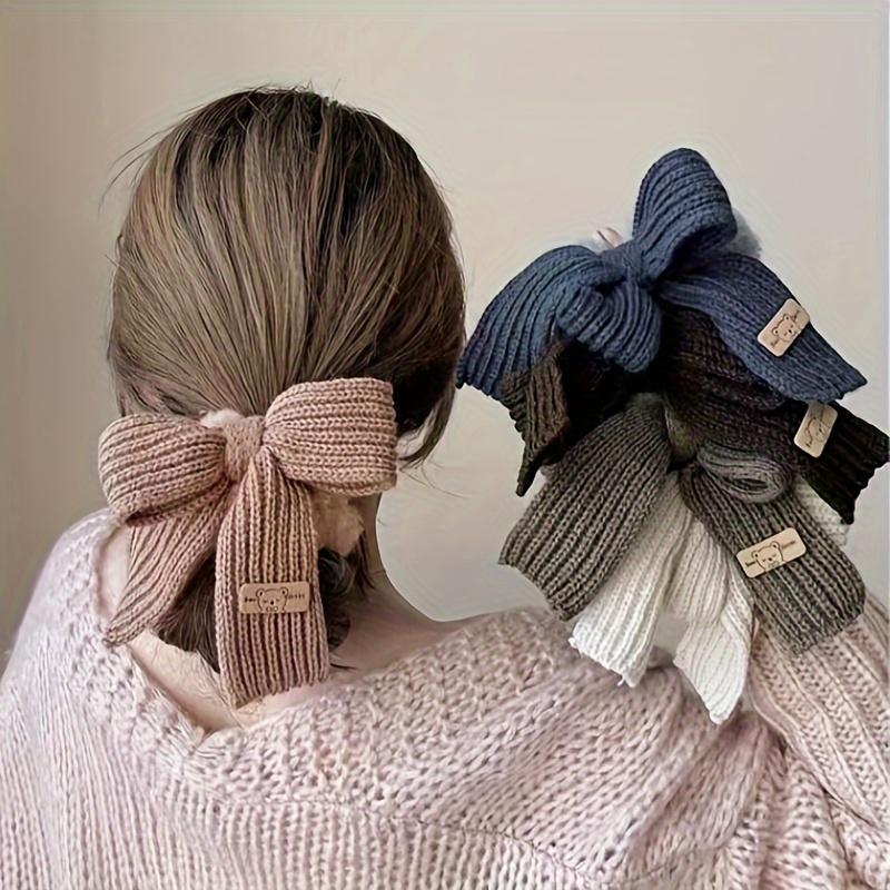 Knitted Bow Fluffy Hair Ties Set For Women Cute Cozy Soft Chic Bow Scrunchies Casual Hair Perfect For Birthday Holiday Party Favor Daily Wear Gifts