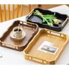 1pcs Metal Handle Wood Tea Tray Home Solid Wood Serving Tray Bread Dessert Storage Platter Wood Kitchen Accessories