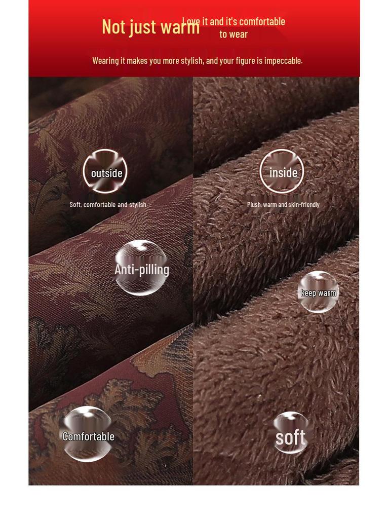 Autumn and Winter Plus Velvet Thickened Fashionable Outerwear for Middle-aged and Elderly Women