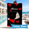 Custom Name Heartfelt Pucca Love Beach Towel Microfiber Beach Towel, Lightweight and Quick-Dry, for Summer Travel, Swimming Pool Gift