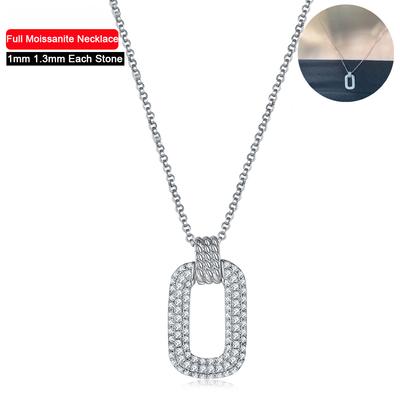 D Farbe Echt 1mm 1,3mm Volle Moissanit Anhänger Halskette Für Frauen Mann S925 Silber Platte 18K Weiß gold Edlen Schmuck