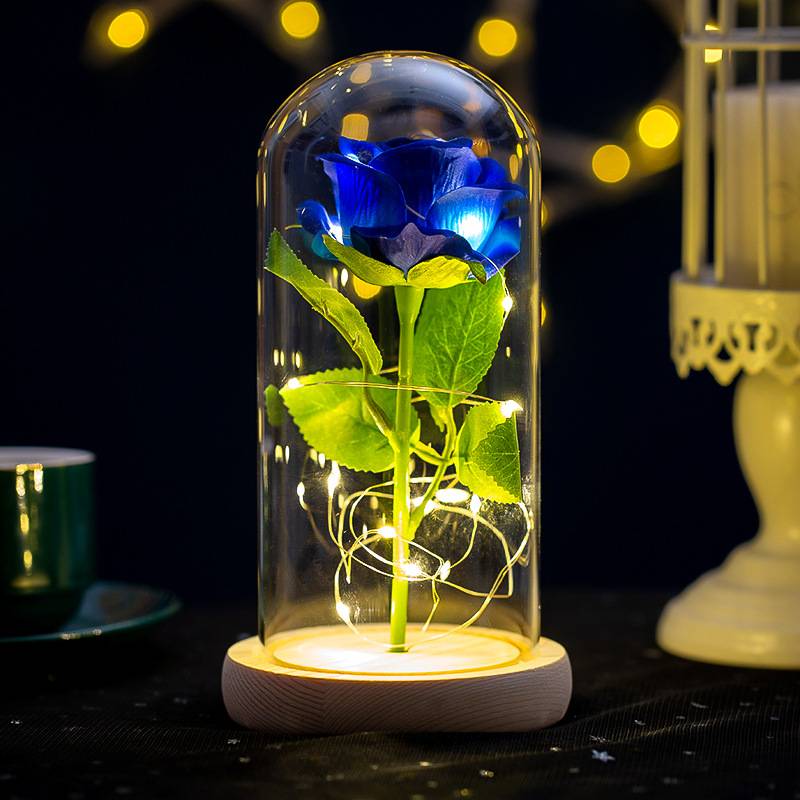 Künstliche Rosenblüten Ewige Rose LED-Licht Folienblume in Glasabdeckung Simulationsrose Muttertagsgeschenke Partyzubehör