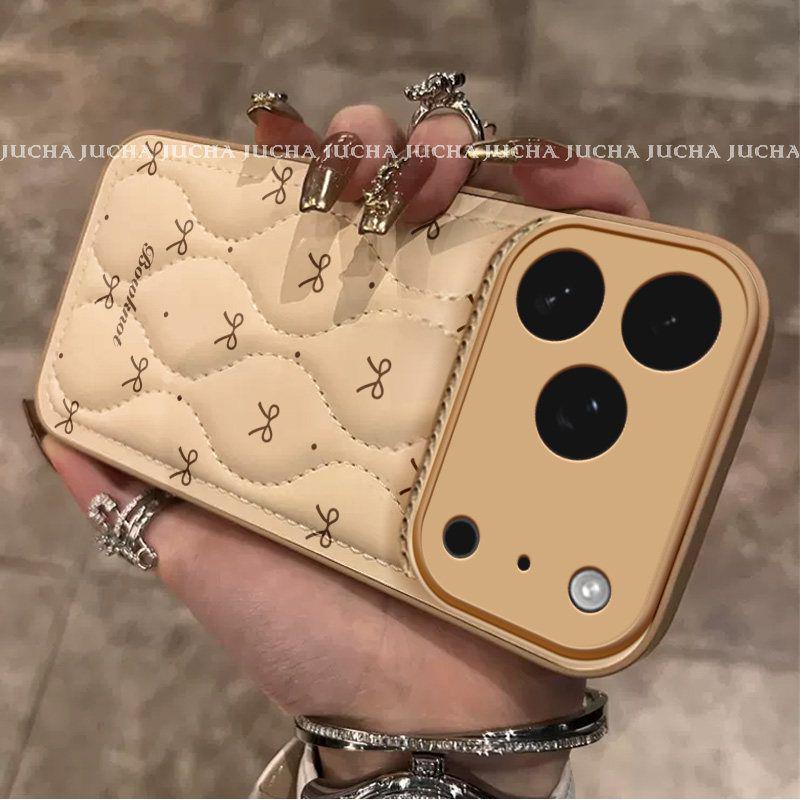 

Korean Style Apple iPhone 16 Plus/17 Pro Max Full Coverage Anti-Drop Phone Case with Lanyard and Bow Design 11