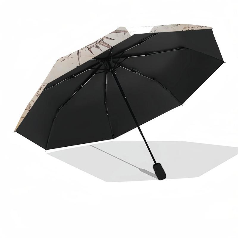 1pc Vintage Nautical Map with Compass and Ship Umbrella with Plastic Handle,Suitable for All Seasons UmbrellaPT451